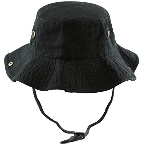 The Hat Depot Cotton Stone-Washed Safari Wide Brim Foldable Double-Sided Sun Boonie Bucket Hat - Image 6