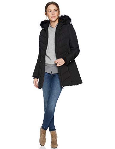 Tommy Hilfiger Women's Mid Length Down Fill Coat with Faux Fur Trim Hood - Image 3