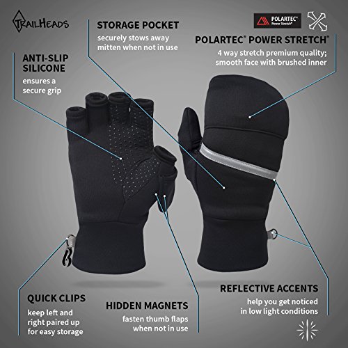 TrailHeads Power Stretch Convertible Mittens - Women’s Fingerless Gloves - Image 3