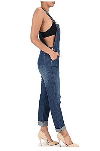 Twiin Sisters Women's Classic Basic Boyfriend Fit Casual Denim Bib Overalls - Image 3