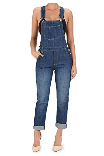 Twiin Sisters Women's Classic Basic Boyfriend Fit Casual Denim Bib Overalls