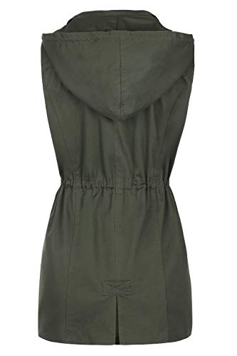 Twinklady Women's Sleeveless Lightweight Zip Up Military Safari Hood Anorak Jacket Vest - Image 4