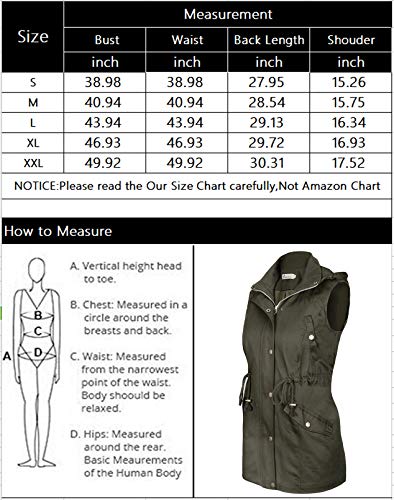 Twinklady Women's Sleeveless Lightweight Zip Up Military Safari Hood Anorak Jacket Vest - Image 5