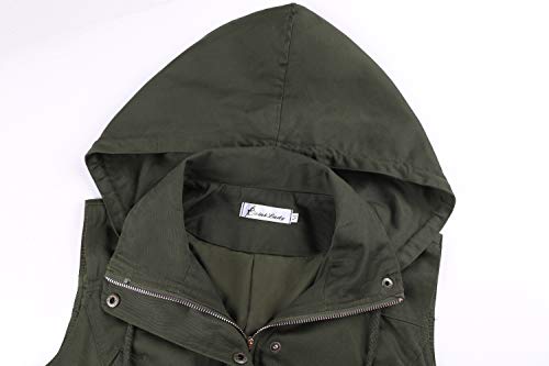 Twinklady Women's Sleeveless Lightweight Zip Up Military Safari Hood Anorak Jacket Vest - Image 6