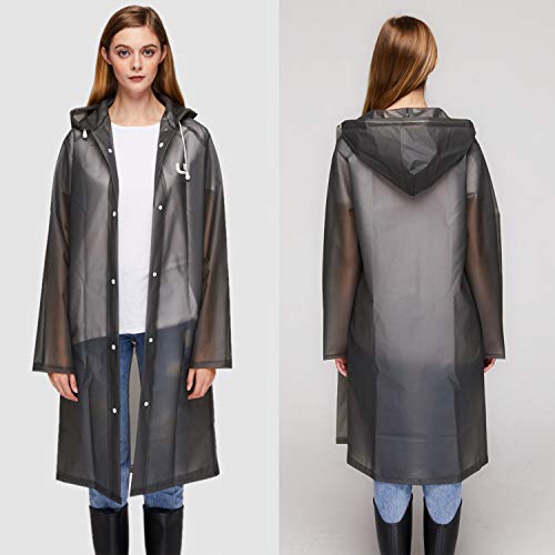 UNIQUEBELLA Raincoat Waterproof Rain Coat Poncho with Hood Reusable Unisex Men Women Lightweight Clear Rain Wear - Image 4