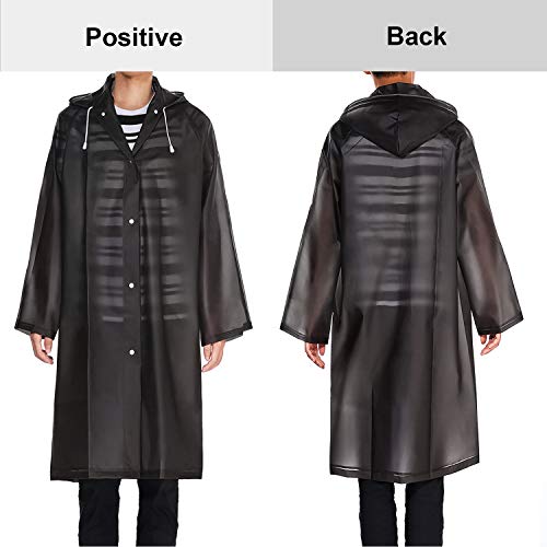 UNPAD Rain Poncho for Adults Men Women Waterproof Reusable Black Clear Raincoat - Image 5