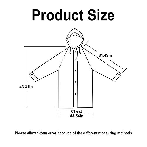 UNPAD Rain Poncho for Adults Men Women Waterproof Reusable Black Clear Raincoat - Image 6