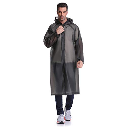 UNPAD Rain Poncho for Adults Men Women Waterproof Reusable Black Clear Raincoat