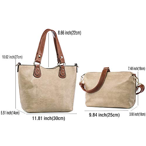 UTAKE Handbags for Women Top Handle Shoulder Bags PU Leather Tote Purse Meduim Size Khaki - Image 3