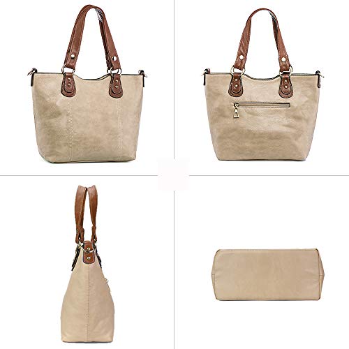UTAKE Handbags for Women Top Handle Shoulder Bags PU Leather Tote Purse Meduim Size Khaki - Image 7