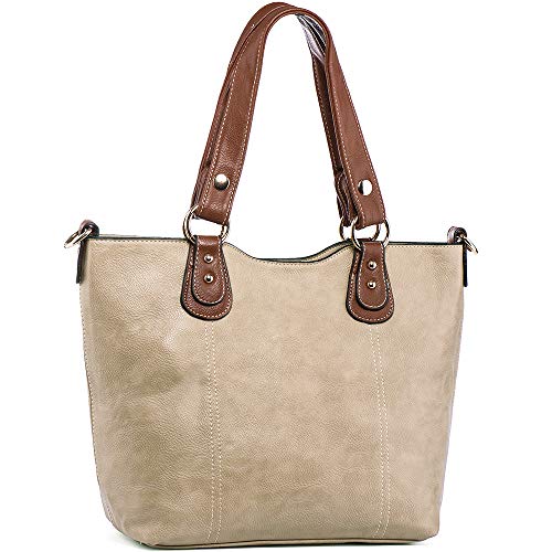 UTAKE Handbags for Women Top Handle Shoulder Bags PU Leather Tote Purse Meduim Size Khaki