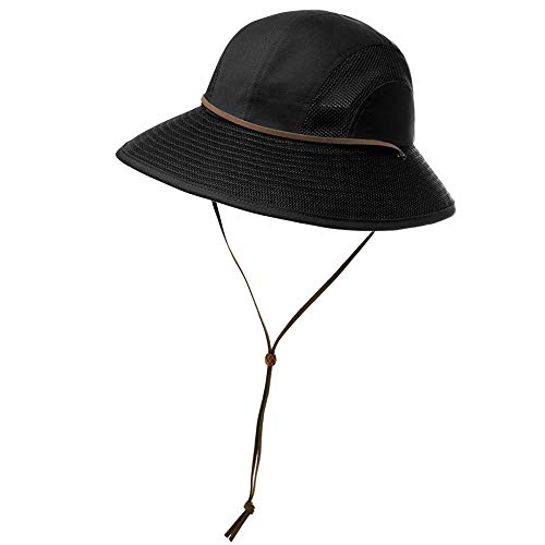 Ponytail Fishing Bucket Sun Hat for Women UV Protection Packable Foldable Wide Brim SPF Hunting Ladies Safari Black M - Image 3