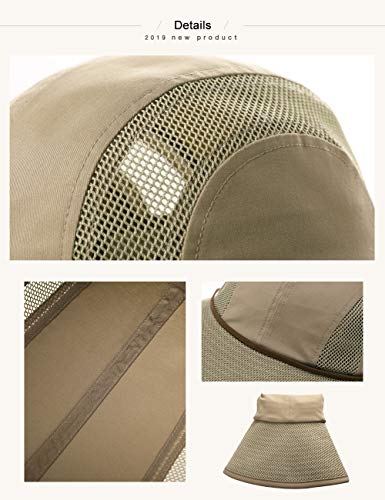 Ponytail Fishing Bucket Sun Hat for Women UV Protection Packable Foldable Wide Brim SPF Hunting Ladies Safari Black M - Image 7