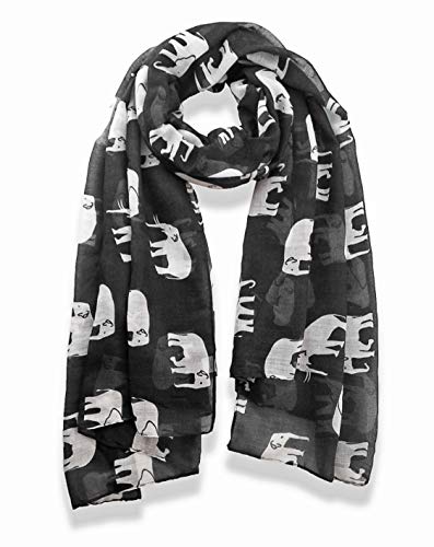 V28 Gorgeous Blue Elephant Print Long & Soft Scarf Shawl/Wrap - Large - Image 4