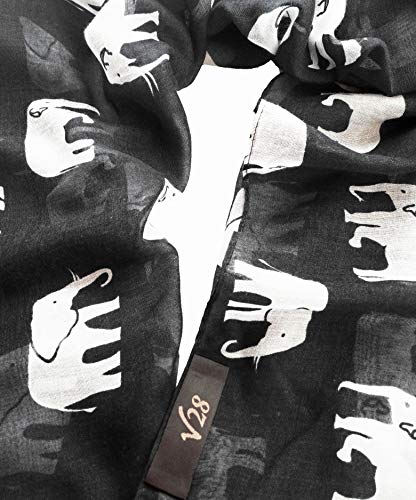 V28 Gorgeous Blue Elephant Print Long & Soft Scarf Shawl/Wrap - Large - Image 5