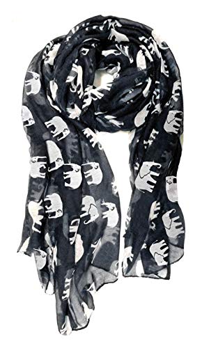 V28 Gorgeous Blue Elephant Print Long & Soft Scarf Shawl/Wrap - Large