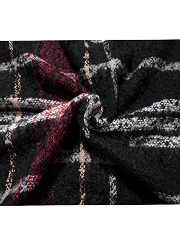 VIMPUNEC Women Boho Buffalo Plaid Poncho Pashmina Shawl Wrap Cape Sweater Knitting Cardigan with Tassel - Image 7