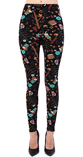 VIV Collection Women's High Waist Plaid & Seasonal Print Fashion Leggings Brushed Soft