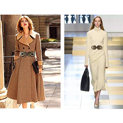VOCHIC 2pcs Vintage Basic Stretchy Elastic Wide Waist Belt for Womens Dress Metal Interlock Buckle - Image 3