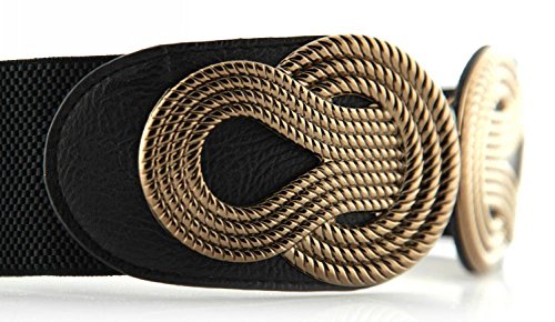 VOCHIC 2pcs Vintage Basic Stretchy Elastic Wide Waist Belt for Womens Dress Metal Interlock Buckle - Image 6