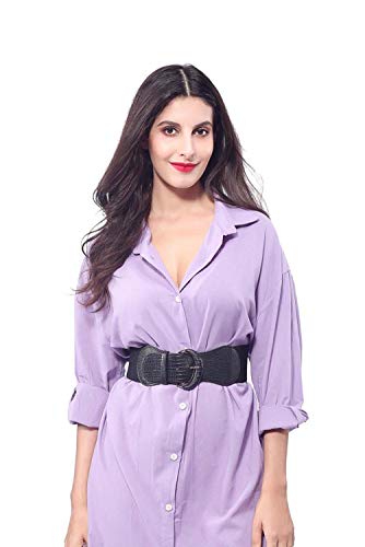 VOCHIC PU Leather Elastic Wide Belt for Women Ladies Dress Stretch Thick Waist Belts - Image 4