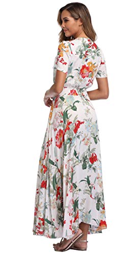 VintageClothing Women's Floral Print Maxi Dresses Boho Button Up Split Beach Party Dress - Image 5