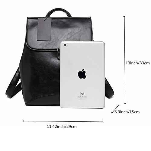 WINK KANGAROO Fashion Shoulder Bag Rucksack PU Leather Women Girls Ladies Backpack Travel bag (black 2) - Image 3