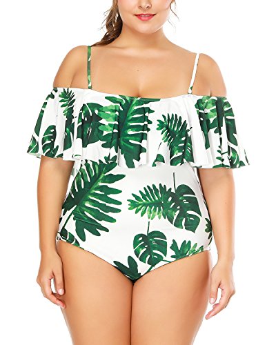 Wavely Woman One Piece Plus Size Flounce Off Shoulder Printed - Image 3