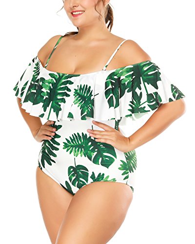 Wavely Woman One Piece Plus Size Flounce Off Shoulder Printed - Image 6