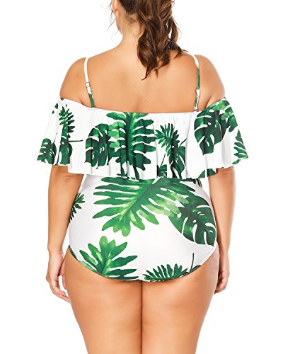 Wavely Woman One Piece Plus Size Flounce Off Shoulder Printed - Image 7