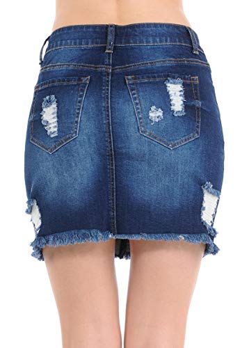 Wax Women's Juniors Casual Distressed A-Line Denim Short Skirt - Image 3