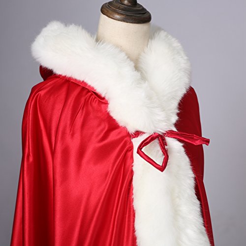 Wedding Cape Hooded Cloak for Bride Winter Reversible with Fur Trim Free Hand Muff Full Length 50 55 inches (19 Colors) - Image 4