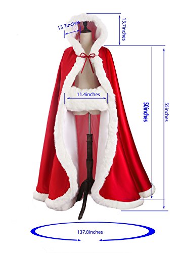 Wedding Cape Hooded Cloak for Bride Winter Reversible with Fur Trim Free Hand Muff Full Length 50 55 inches (19 Colors) - Image 6