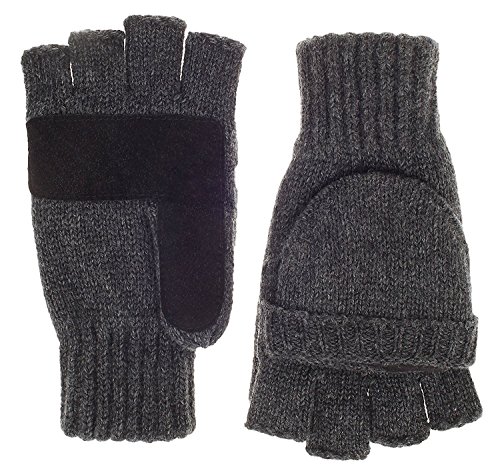 Winter Wool Knitted Fingerless Gloves Convertible Thinsulate Thermal Insulation Mittens for Women & Men(Dark Gray) - Image 5