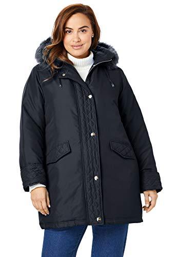 Woman Within Women's Plus Size Microfiber Down Parka Winter Coat