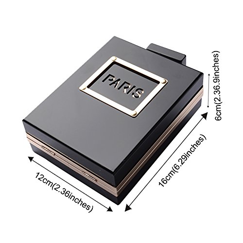 Women Acrylic Gold Paris Perfume Shape Evening Bags Purses Clutch Vintage Banquet Handbag (GOLD) - Image 7