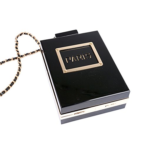 Women Acrylic Gold Paris Perfume Shape Evening Bags Purses Clutch Vintage Banquet Handbag (GOLD) - Image 8