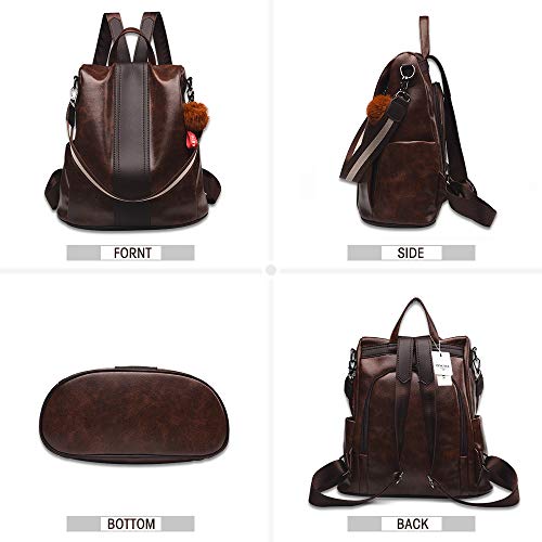 Women Backpack Purse PU Leather Anti-theft Backpack Casual Satchel Shoulder Bag for Girls(Black) - Image 4