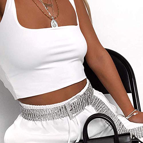 LALA IKAI Women Crystal Rhinestone Chain Waist Belt Party Club Sparkle Waistband - Image 4
