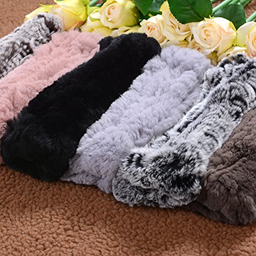 Women Fur Gloves - Real Rabbit Fur Mittens Winter Knit Warm Fingerless Hand Warmer - Image 7