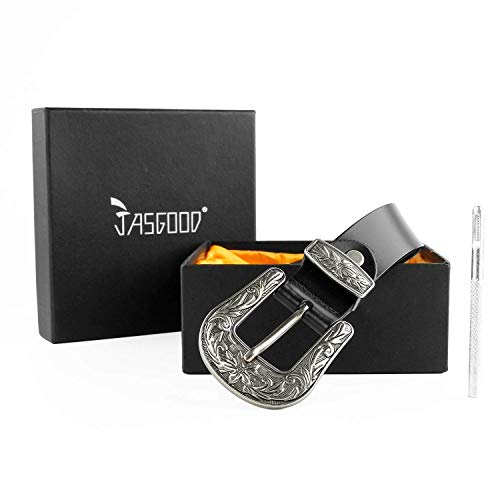 JASGOOD Women Leather Belts Ladies Vintage Western Design Black Waist Belt for Pants Jeans Dresses - Image 7