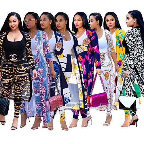 Women's 2 Piece Pants Set - Sexy Long Sleeve Open Front Cardigans+ Skinny Pants Suits - Image 3