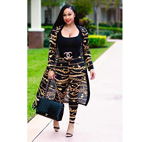 Women's 2 Piece Pants Set - Sexy Long Sleeve Open Front Cardigans+ Skinny Pants Suits - Image 4