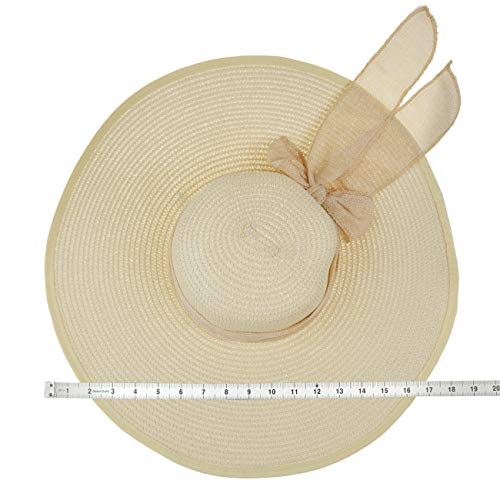 Womens Big Bowknot Straw Hat Floppy Foldable Roll up Beach Cap Sun Hat UPF 50+ - Image 6