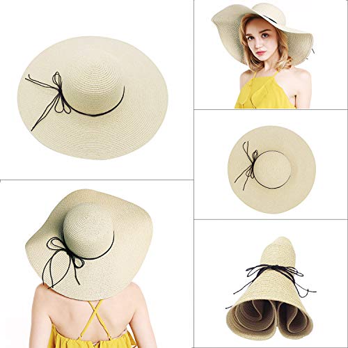 Womens Floppy Straw Hat Wide Brim Foldable Beach Cap Sun Hat for Women UPF 50+ - Image 4