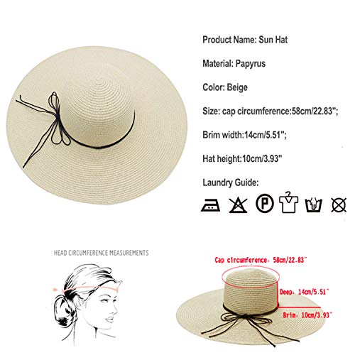 Womens Floppy Straw Hat Wide Brim Foldable Beach Cap Sun Hat for Women UPF 50+ - Image 5
