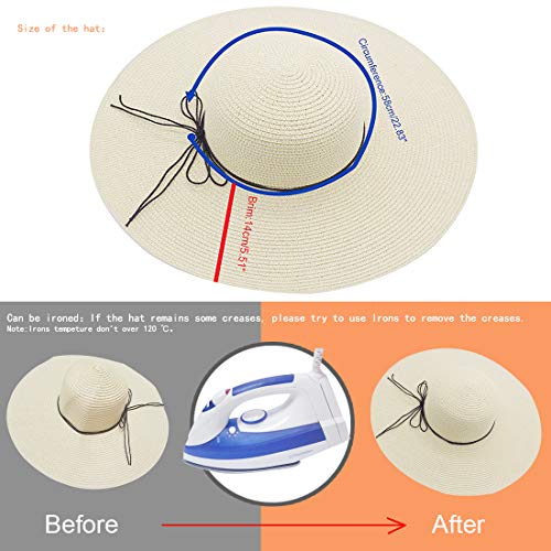 Womens Floppy Straw Hat Wide Brim Foldable Beach Cap Sun Hat for Women UPF 50+ - Image 6