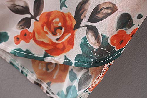 Women's Floral Print Puff Sleeve Kimono Cardigan Loose Cover Up Casual Blouse Tops - Image 6