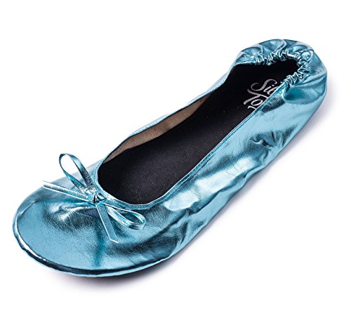 Women's Foldable Portable Travel Ballet Flat Roll Up Slipper Shoes - Image 3
