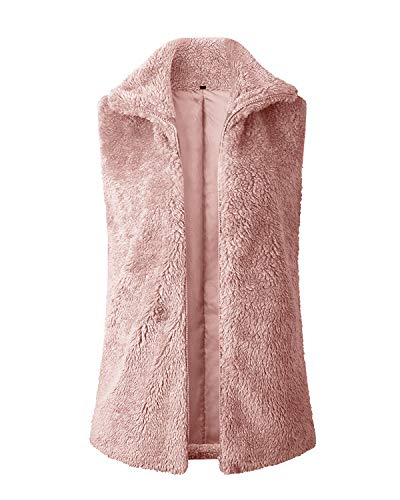 LAMISSCHE Womens Fuzzy Sherpa Fleece Vest Sleeveless Lightweight Cozy Zip Up Jacket Open Front Winter Outwear Coat With… - Image 3